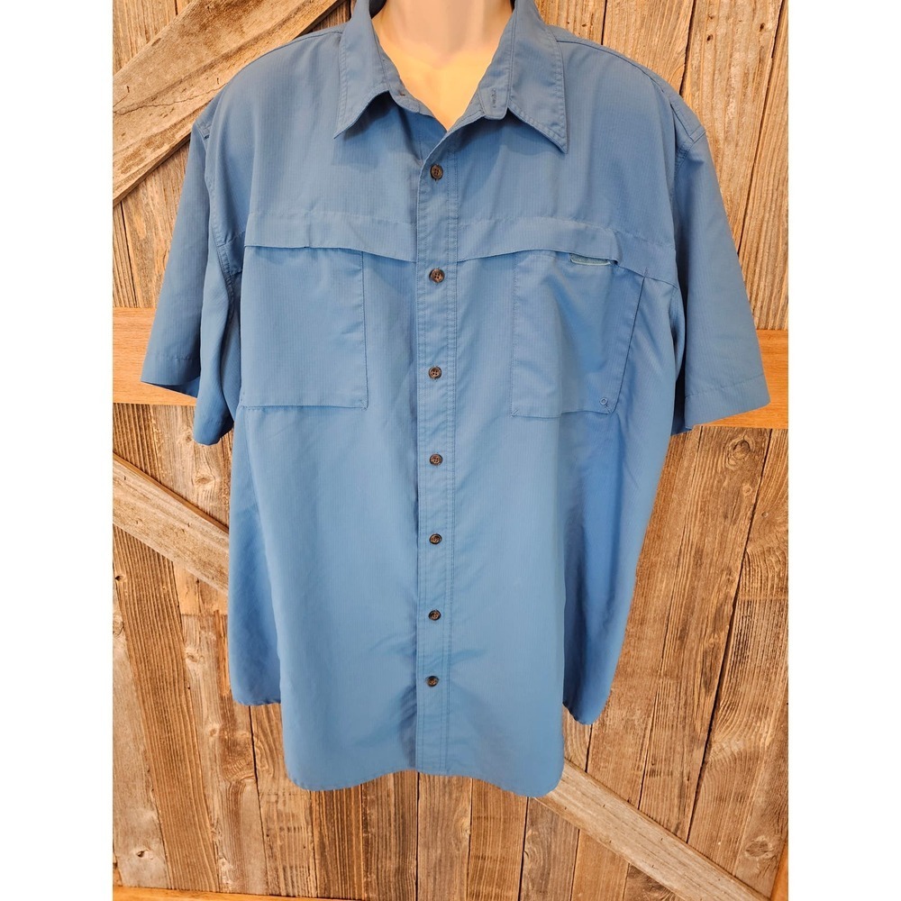 Foundry 3XL performance Vented Fishing Shirt EUC vivid blue short sleeve ^